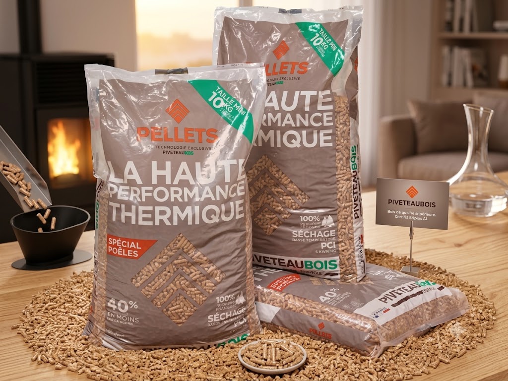 Sacs de granulés de bois certifiés ENplus A1, DINplus et NF chez Hympyr Énergies